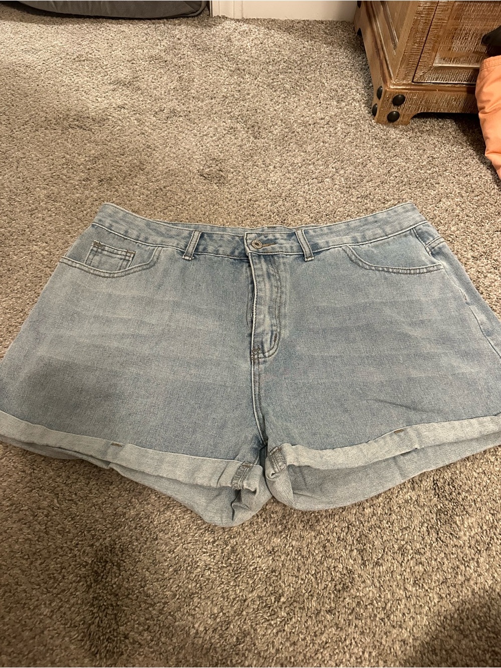 SHEIN Light Blue Rolled Hem Denim Shorts